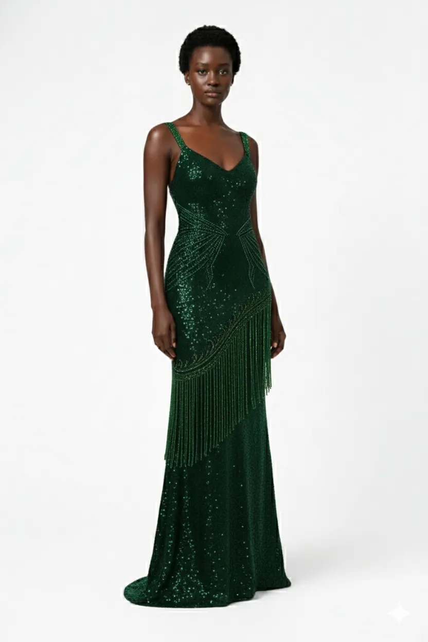 Amina Emerald Velvet Gown
